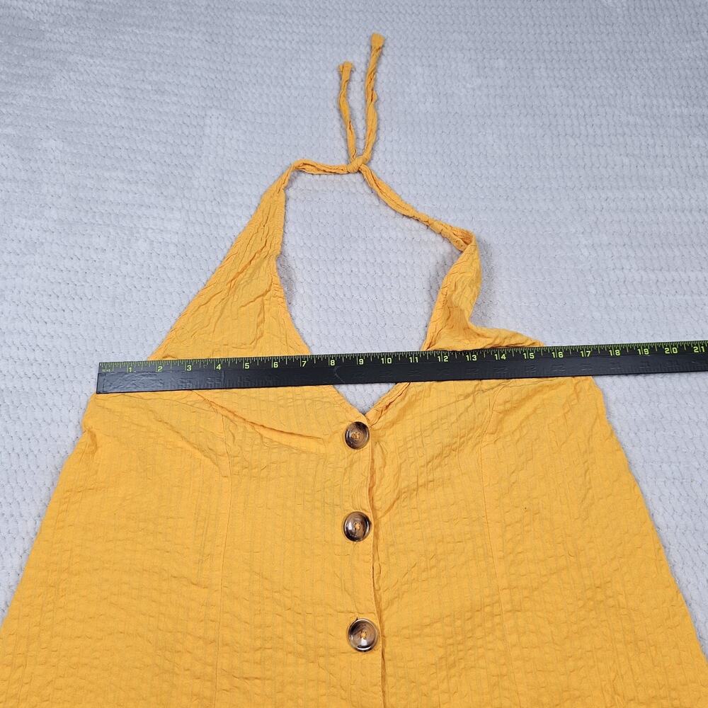 Asos Romper Womens 12 Yellow Halter Neck Open Back Shorts Romper - Picture 3 of 7